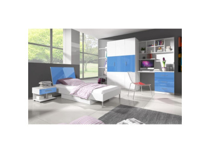Blauwe kinderkamer, slaapkamer, jeugdkamer set, kast, tafel, bed nieuw 4-delig.