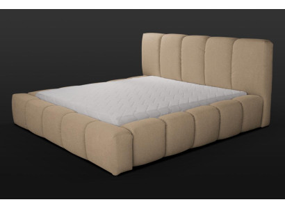 Bett beige tweepersoonsbed slaapkamer houten meubelen ontwerp elegant bekleding stof nieuw