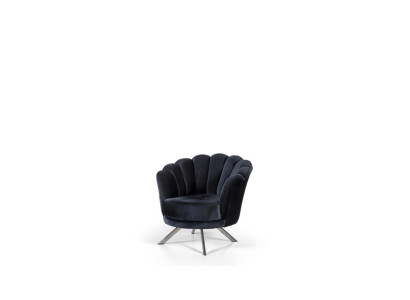 Cocktailstoel Fauteuil Oorfauteuil Stoffen fauteuil Zwarte bekleding Zitvlak