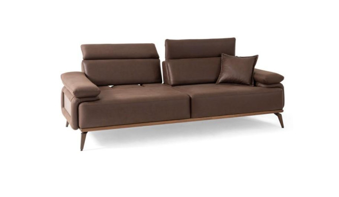 Bruine leren designer driezitsbank moderne woonkamer meubelen