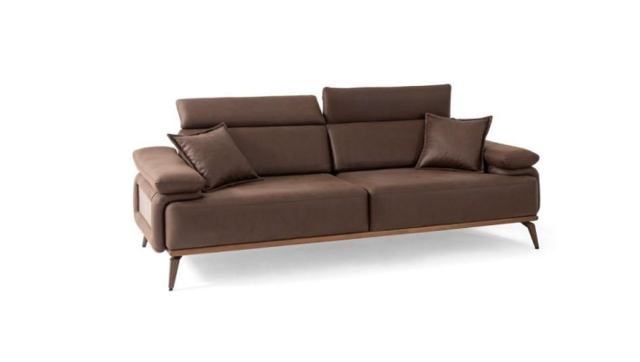 Bruine leren designer driezitsbank moderne woonkamer meubelen