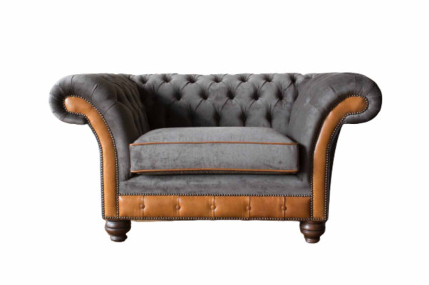 Chesterfield Design Fauteuil Bank Bekleding Stof Banken Oorfauteuil