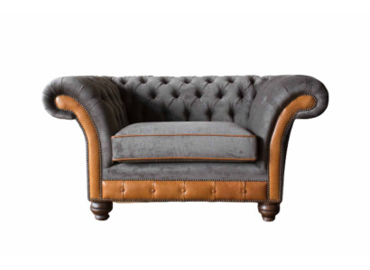 Chesterfield Design Fauteuil Bank Bekleding Stof Banken Oorfauteuil