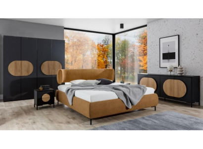 Zwarte-Bruine Slaapkamer Meubels Ontwerper Bed Kledingkast Commode