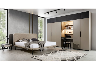 Luxe slaapkamer set ontwerper tweepersoonsbed kledingkast nachtkastjes