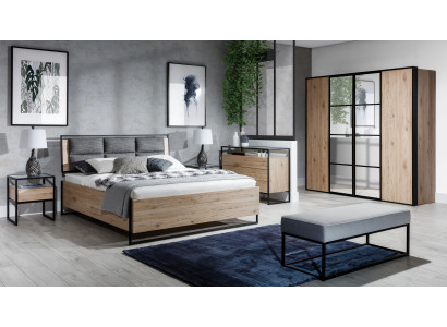 Modern slaapkamer set Bed Kledingkast Houten Commode 5-delige set