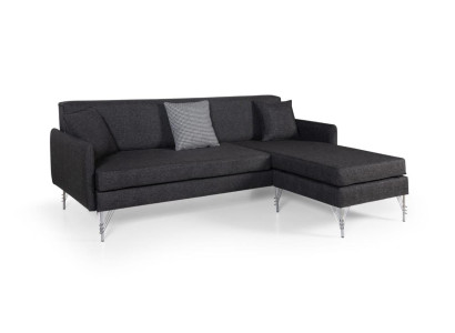 Zwarte designbank Luxe gestoffeerde L-vormige bank Robuuste hoekbank