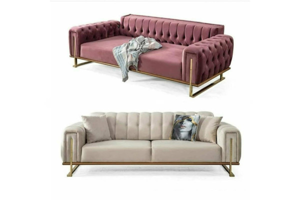 Rosa Chesterfield bank Woonkamer Driezits bekleding 3-zitsbank