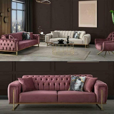 Designer woonkamer bestaat uit set 3-zits bank en fauteuil 2-delig nieuw