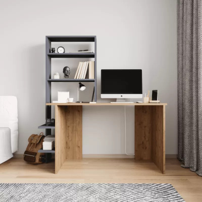 Slaapkamer tienerkamer Bureau Computertafel Modern Design Bruin Grijs