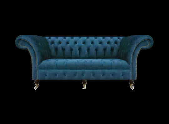 Blauwe Textiel Chesterfield Driezitsbank Sofa Zitmeubel Designer Modern Nieuw