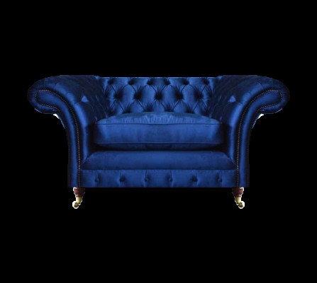 Blauwe fauteuil moderne Chesterfield zitmeubels luxe woonkamer inrichting
