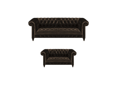 Bruine Chesterfield zitmeubels woonkamer 2-zits luxe driezits 2-delig