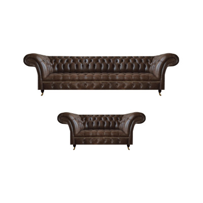 Bruine Chesterfield kunstleren sofa's designer woonkamer banken 2-delig