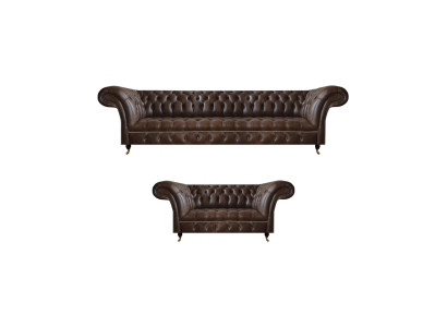 Bruine Chesterfield kunstleren sofa's designer woonkamer banken 2-delig