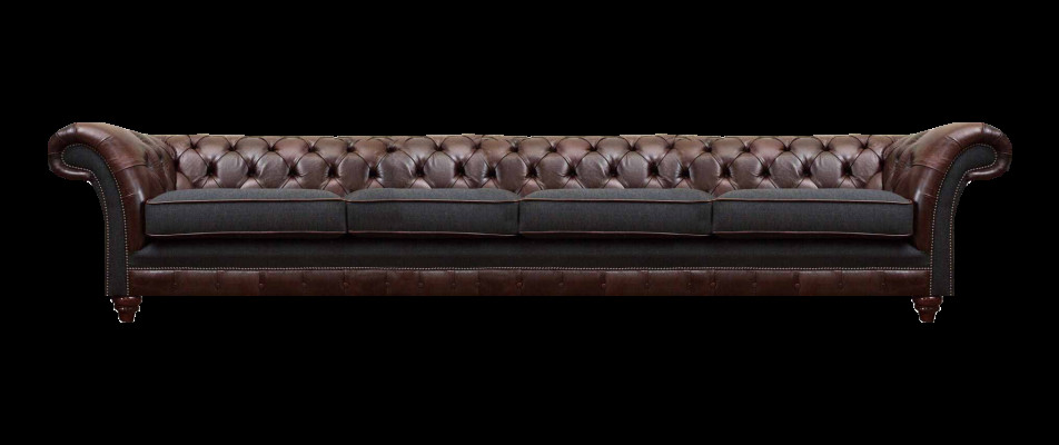 Bruine Chesterfield Lederen Designerbank Viersits Woonkamer Elegante Banken