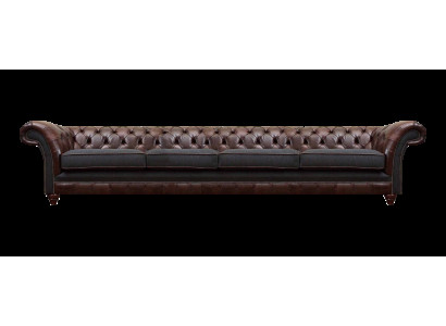 Bruine Chesterfield Lederen Designerbank Viersits Woonkamer Elegante Banken