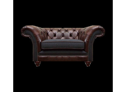Chesterfield bruin-grijze fauteuil woonkamer eenzitter moderne elegante meubels