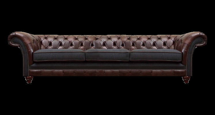 Braun-grijze Chesterfield driezits woonkamer bankstellen luxe bank