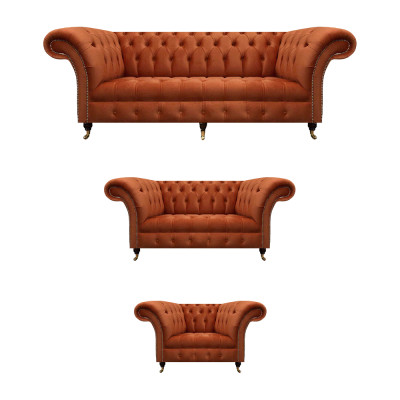 Bruine Chesterfield meubelset woonkamerset designer banken 3-delige set.