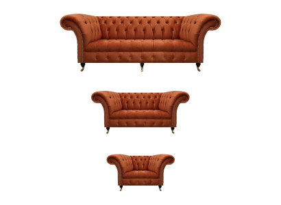 Bruine Chesterfield meubelset woonkamerset designer banken 3-delige set.