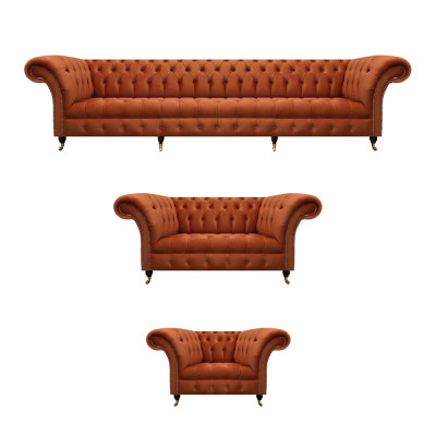 Bruine Chesterfield gestoffeerde set Designer complete banken 3-delig set