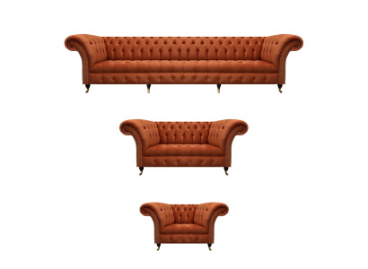 Bruine Chesterfield gestoffeerde set Designer complete banken 3-delig set