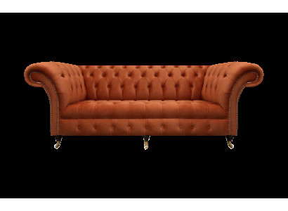 Bruine Chesterfield bank moderne driezitsbank luxe zitmeubel