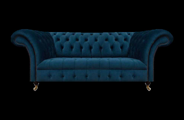 Chesterfield Blauwe Stoffen Tweezits Designer Woonkamer Meubel
