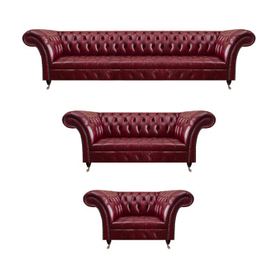 Donkerrood Chesterfield leren bankstel designer leren sofa's zitbanken