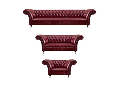 Donkerrood Chesterfield leren bankstel designer leren sofa's zitbanken