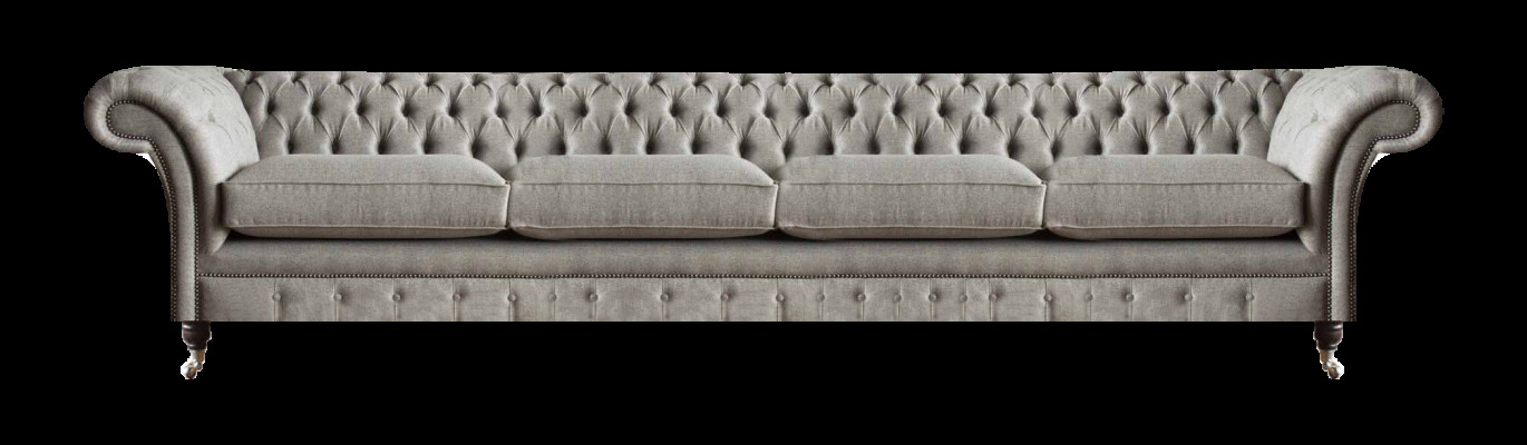 Lichtgrijze Chesterfield gestoffeerde sofa Designer 4-zitstextiel meubels.