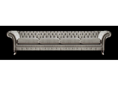 Lichtgrijze Chesterfield gestoffeerde sofa Designer 4-zitstextiel meubels.