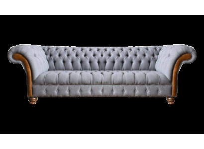 Lichtgrijze Chesterfield gestoffeerde bank woonkamer designer 4-zits bank