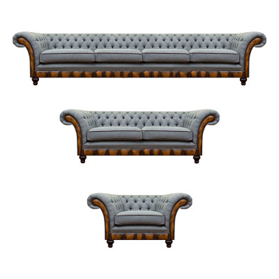 Chesterfield lichtgrijze banken designer 4-zits tweezits fauteuil