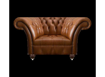Bruine Chesterfield fauteuil eenzitter woonkamer lederen stoel bekleding 1-zitter