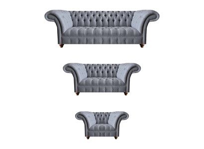 Chesterfield Elegante Stoffzetelset Designer 3-zitsbank 2-zitsbank Fauteuil