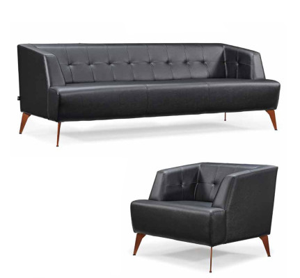 Zwarte woonkamer zitgarnituur Luxe driezitter Cocktailsessel tweedelig