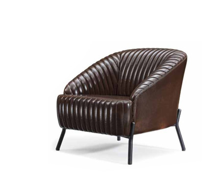 Bruine fauteuil ontwerper woonkamer relaxstoel leer eenzitter meubels