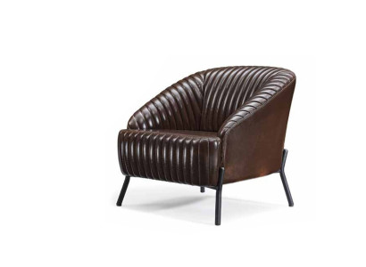 Bruine fauteuil ontwerper woonkamer relaxstoel leer eenzitter meubels