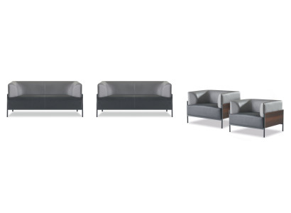 Ergonomische complete sofa-set 4-delig zwart designer bekleding moderne stijl