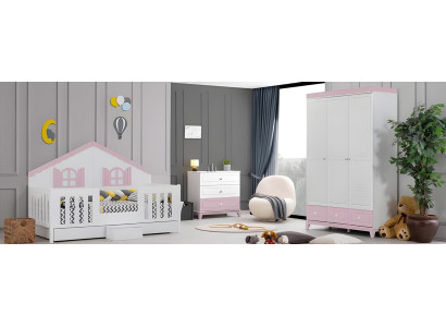 Kinderkamer set modern bestaat uit kinderbed, kast, commode, 3-delig nieuw