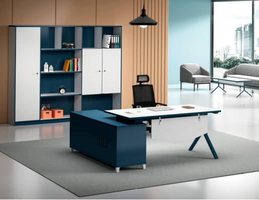 Blauw-witte hoektafel Designer kantoor meubels Luxueus bureau