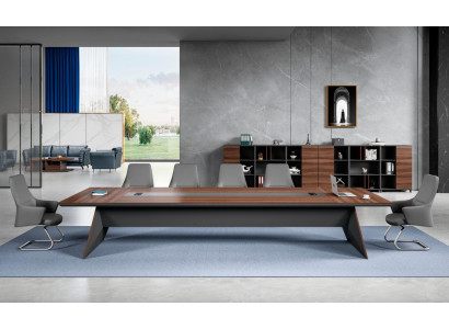 Bruin-grijze vergadertafel Designer werkkamer meubels houten tafels