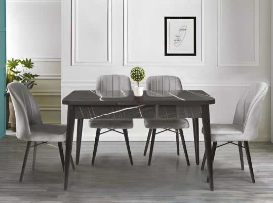Designer zwarte eettafel luxe eetkamermeubels uitschuifbaar blad