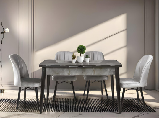 Donkergrijze eettafel uittrekbare tafel design keukentafels