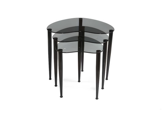 Elegant zwart salontafelset moderne woonkamer hardglazen tafels