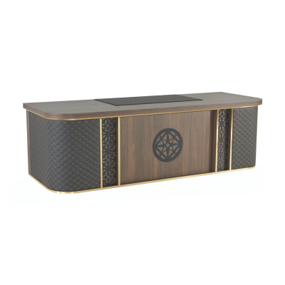 Bureautafel Modern Design Bruin Zwart Tweeledig Rechthoekige Vorm Stijl