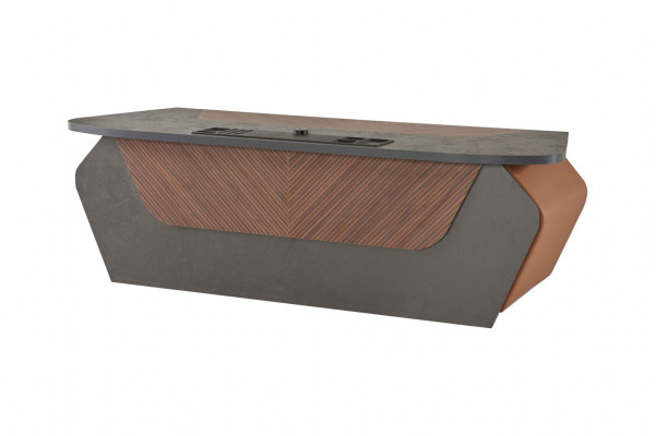 Bureautafel Bruin Grijs Tweekleurig Modern Design Rechthoekig Bureau