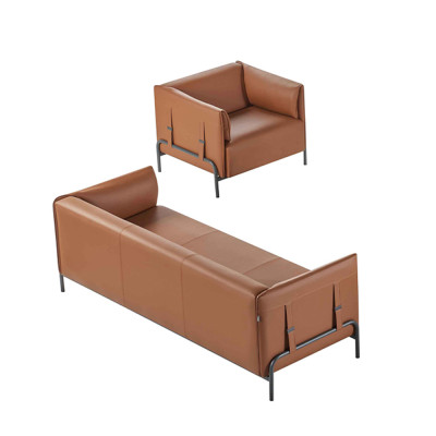 Werkkamer 2-delig 3-zits met fauteuil Bruin Effen Modern Design